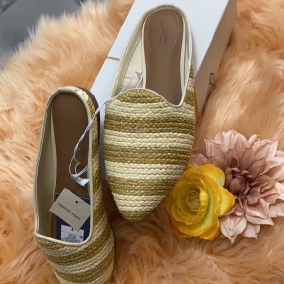Mule Slide Shoes Cream/Tan Woven Wicker Material & Memory Foam Cushion Sz 6 NEW! - Picture 4 of 6